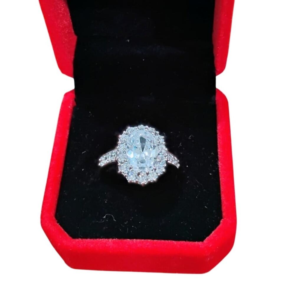 Sterling Silver 925 Stamped Ring with Clear Stones